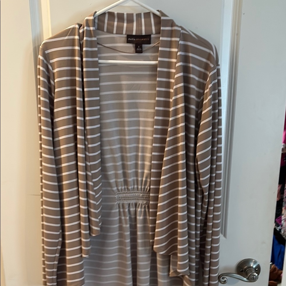 Dana Buchman Tan Striped Cardigan